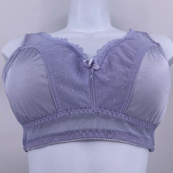 Rhonda Shear Sz M Wireless Bra Pull Over Purple Retro Pin Up Removable Pads #676 - Picture 4 of 12